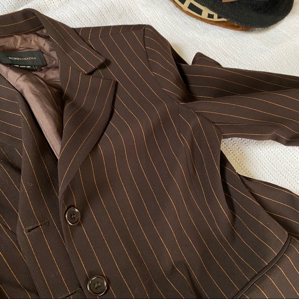 BCBGMaxAzria brown pinstripe professional blazer - Picture 7 of 16